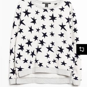 Maison Scotch Soda Crew Neck Sweatshirt with Allover Star Print Grey Blue S